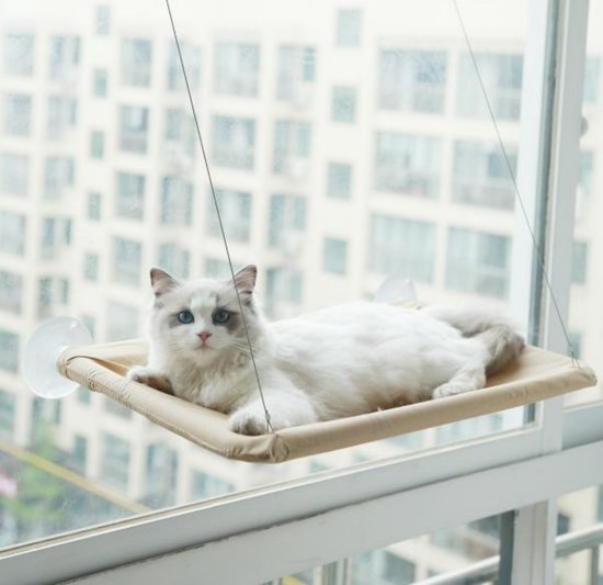 REXA® Hangmat voor katten | Schommel van Katoenen Touw | Hangstoel voor de kat | wit