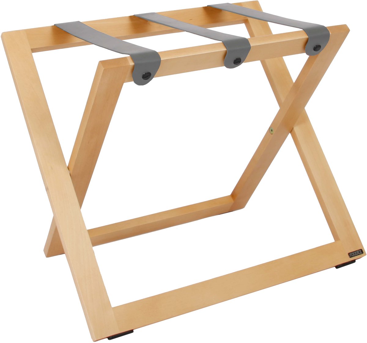 Kofferrek Roootz Compact | Naturel beukenhout met Taupe Grijze Leren banden | Inklapbaar | Compact