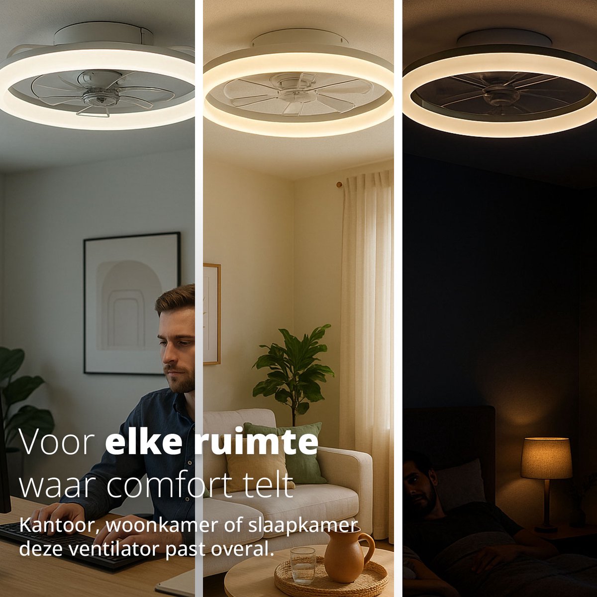 FlinQ AeroGlow Smart Plafondventilator met Verlichting - Wit thumbnail 2
