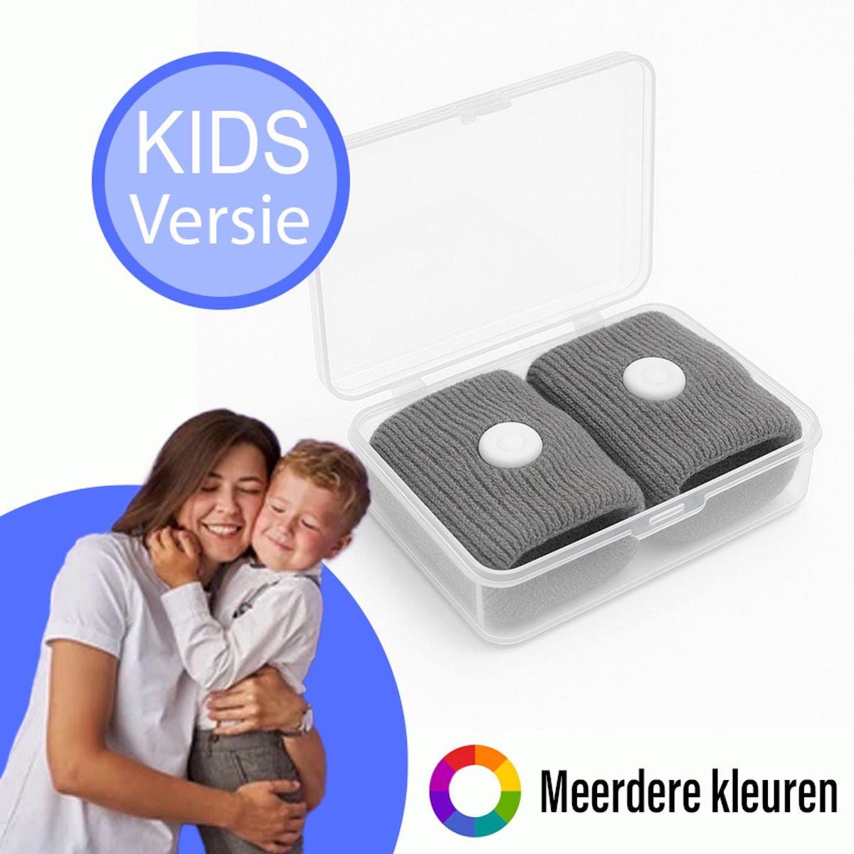 Kinderen Anti Misselijkheid Bandjes 2 stuks - Zeeziekte - Reisziekte - Anti Wagenziekte - Polsbandje - Grijs