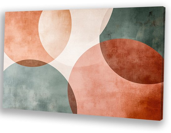 Abstracte cirkels in zachte kleuren - Abstract schilderij - Wandkunst cirkel - Abstracte kunst - Landelijk schilderij - Wanddecoratie woonkamer - Canvas 45x30 cm