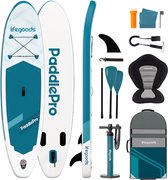 LifeGoods SUP Board Allround Compact - Met Zitje - 100 KG Draagkracht - 300 x 76 cm - Opblaasbaar - Compleet SUP pakket - Deep Aqua