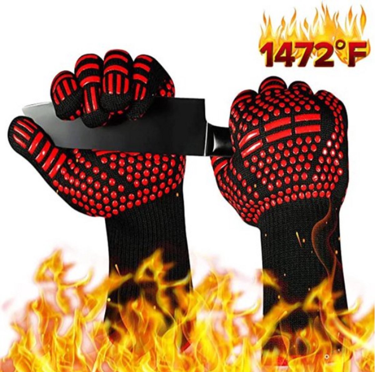 Hittebestendige BBQ Ovenwanten tot 800°C - Brandwerende Handschoenen voor Grillen, Bakken Koken | Ovenhandschoenen met Extra Grip Comfort | Veilig Duurzaam Kookgerei