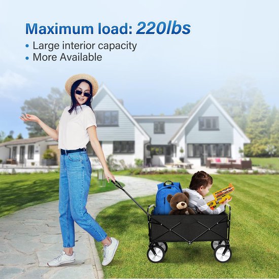 Opvouwbare tuinwagen - 200 pond capaciteit - zwart van MacSports — afbeelding 3