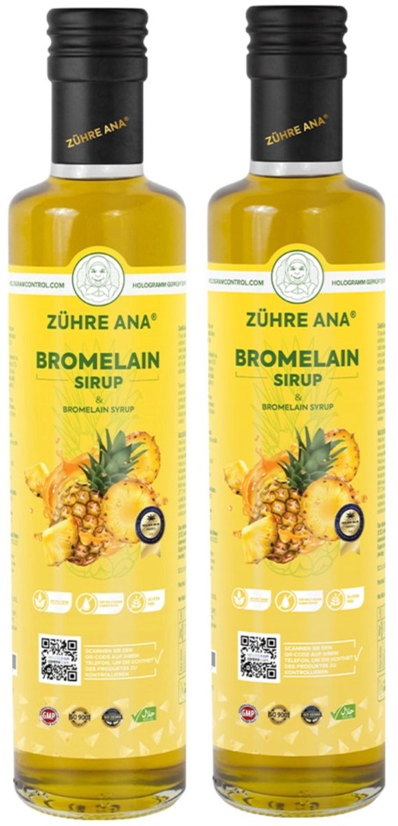 Goedkoopste Zühre Ana Bromelaïne Detox Siroop – Krachtige Natuurlijke Reiniging en Gewichtsbeheersing – Ondersteunt Spijsvertering en Energie – 2 Fles 250 ml