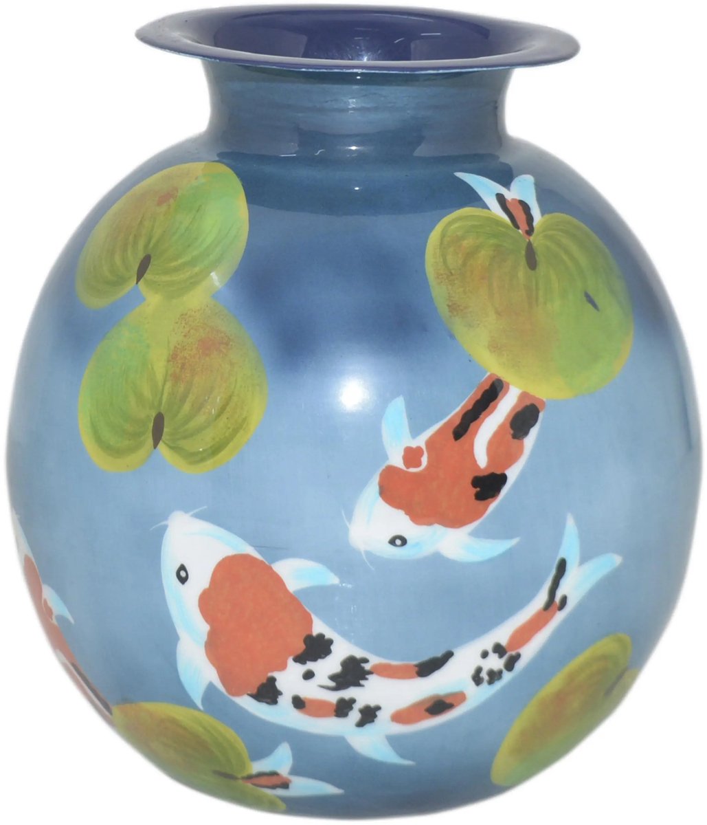 Colmore by Diga Vaas- vissen- blue enamel IR 24x24x26 cm blauw