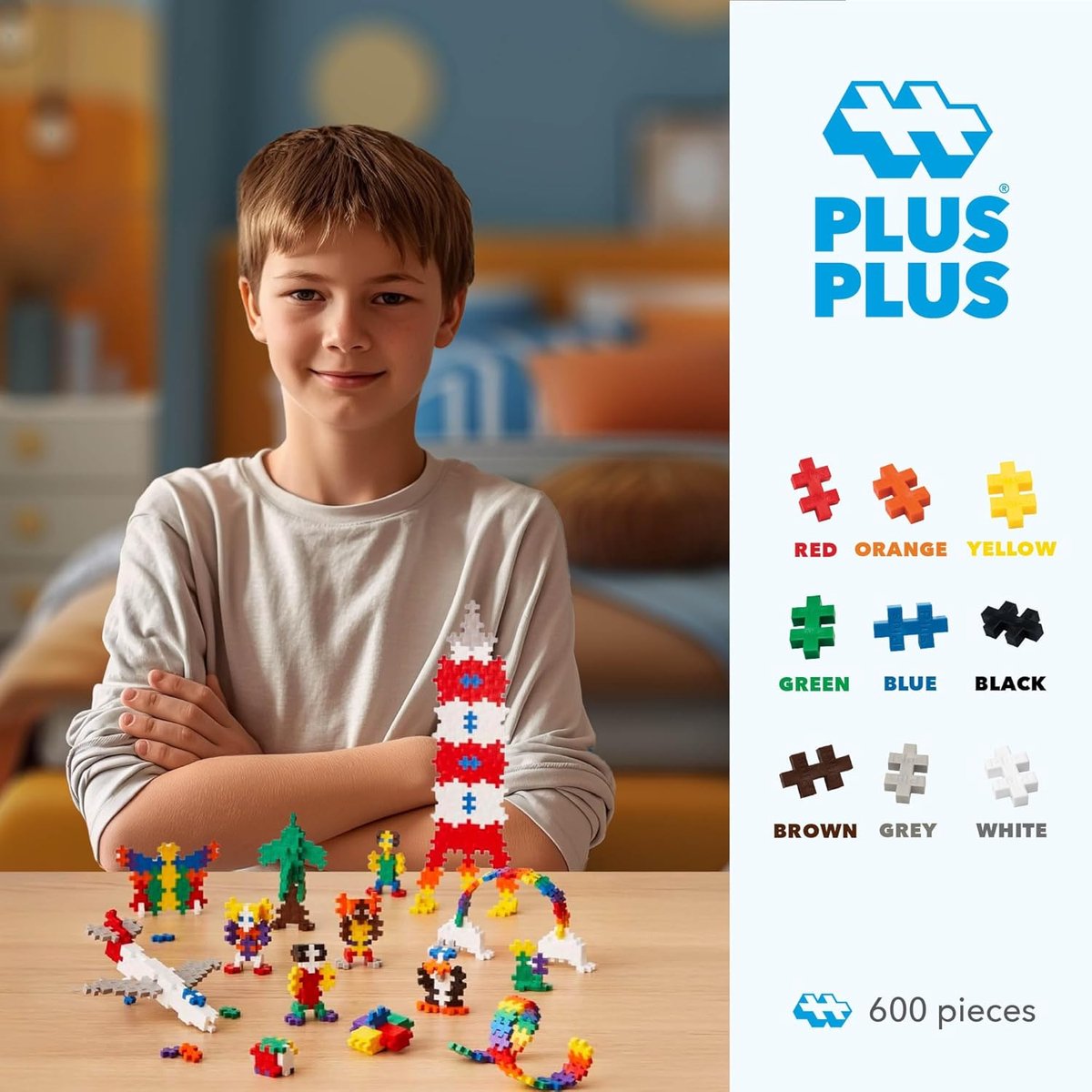 Plus-Plus Basic 600 delige bouwset - 3310 - Bouwspeelgoed - Constructiespeelgoed - Set met bouwstenen - Vanaf 5 jaar — afbeelding 8