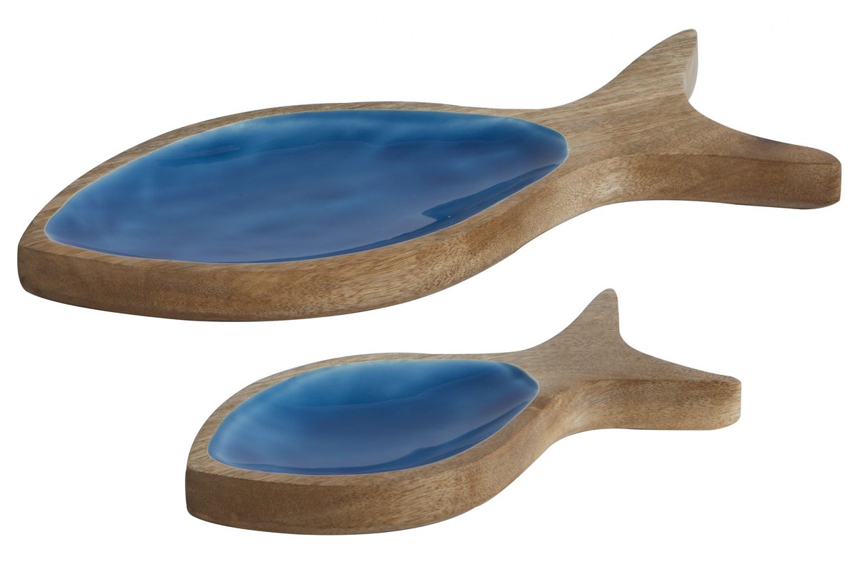 Marine Business Cocoa blauwe Serveerschalen Vis - set van 2 stuks