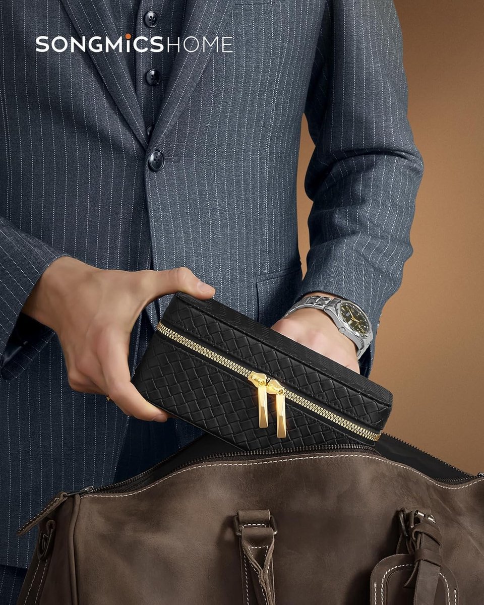 Reisetui -Collectie - 3 Horloges - Geweven PU Leer - Inktzwart