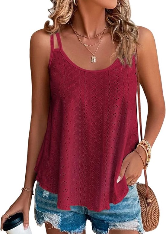Débardeur femme été haut sexy sans manches T-shirt nieuw spaghetti cami top été mode chemise col rond chemisiers hauts basiques