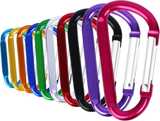 Yoosso Lot de 10 Mousquetons Aluminium, Mousqueton Porte Clé, Mousqueton à Vis pour Sac à Dos, Laisse Chien, Camping, Randonnée, Pêche, Voyage (10 Couleurs