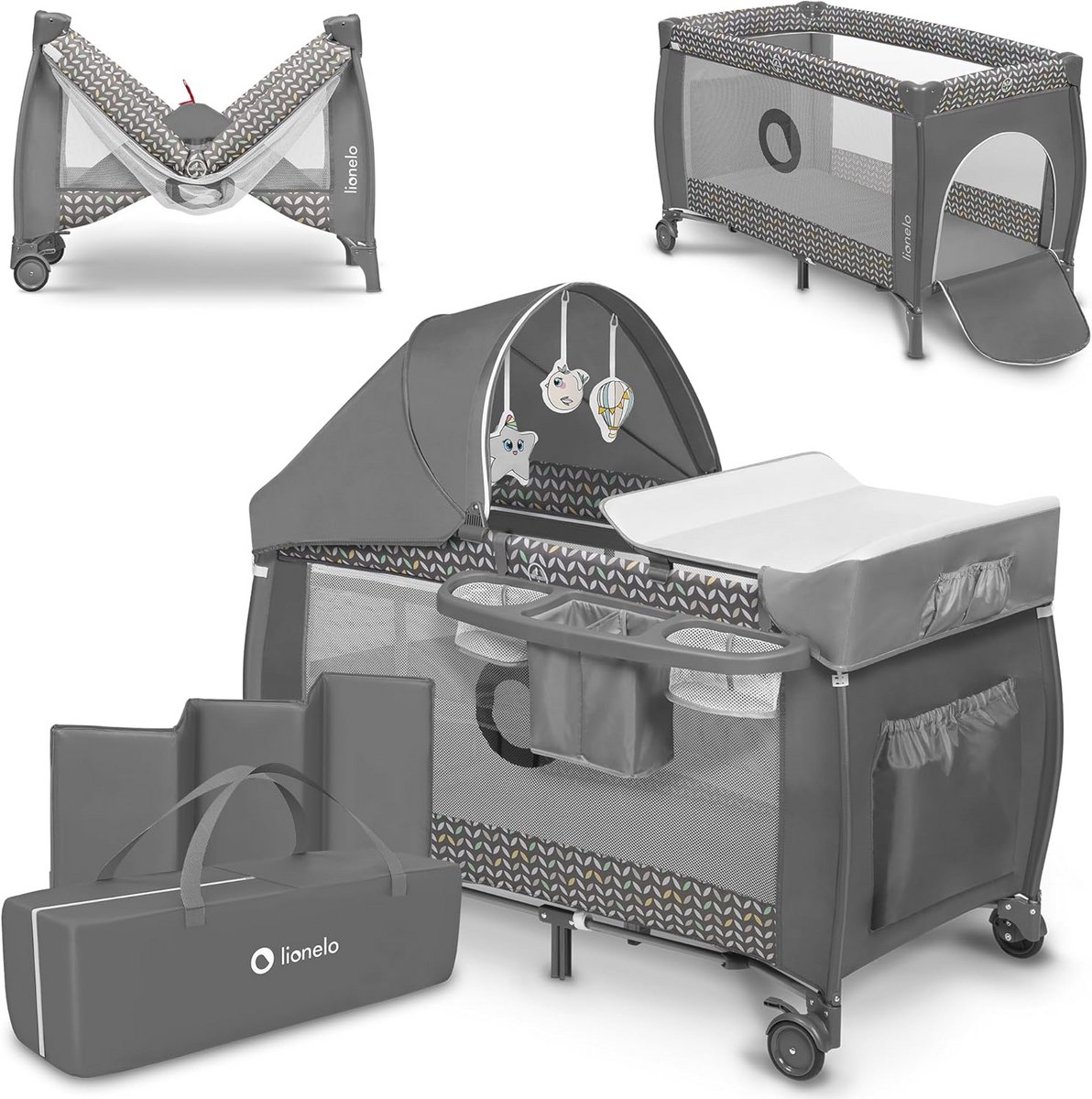 Image of 2-in-1 Kinder Reisbed met Commode en Schommelfunctie voor Baby's en Peuters