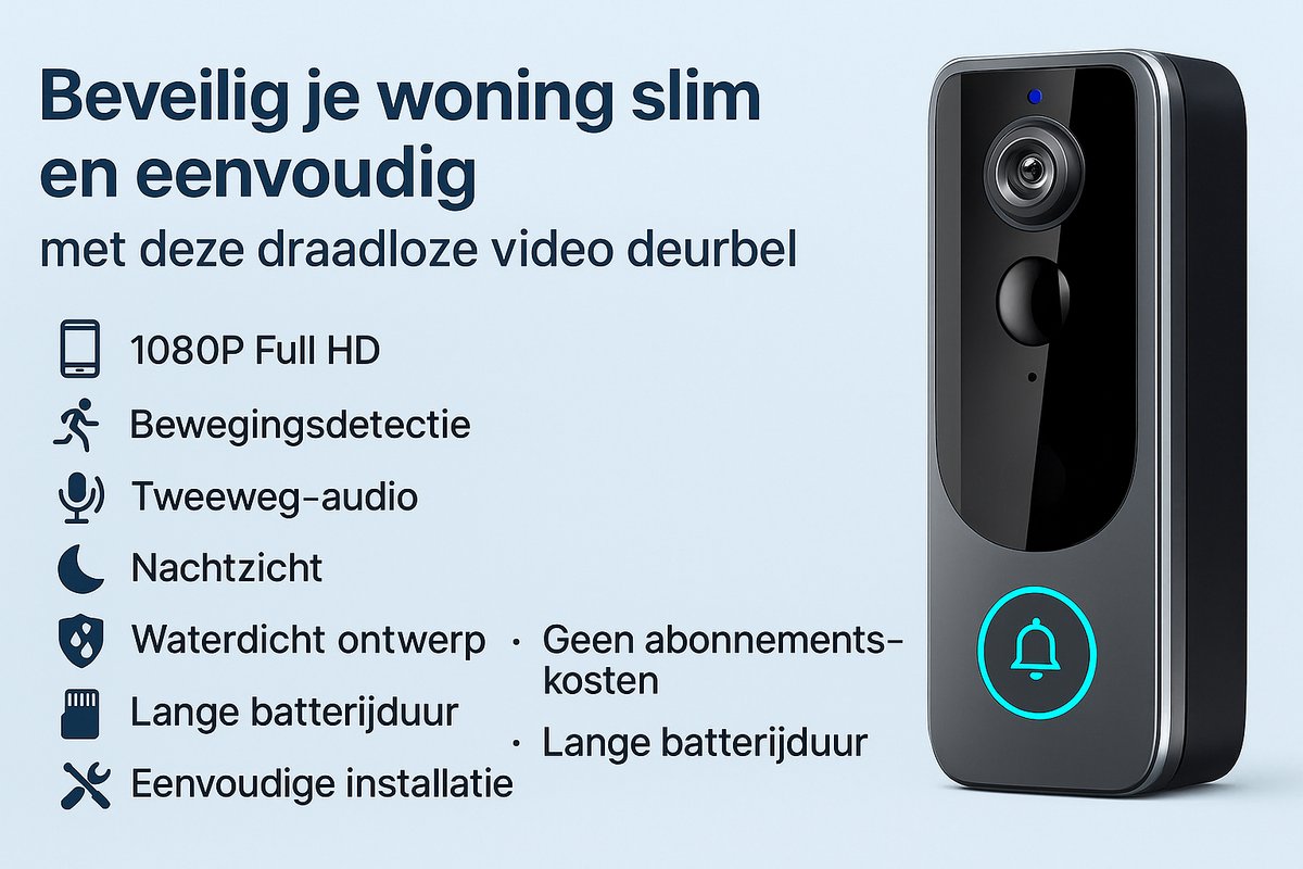 Video Deurbel met Camera - Slimme Deurbel - Videodeurbel met Bewegingsdetectie en Camerabewaking functie - Doorbell - Deurbellen met Camera – foto 5