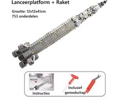 Bouwpakket Raket met Lanceerplatform – Metalen Modelbouw - 1400+ Onderdelen