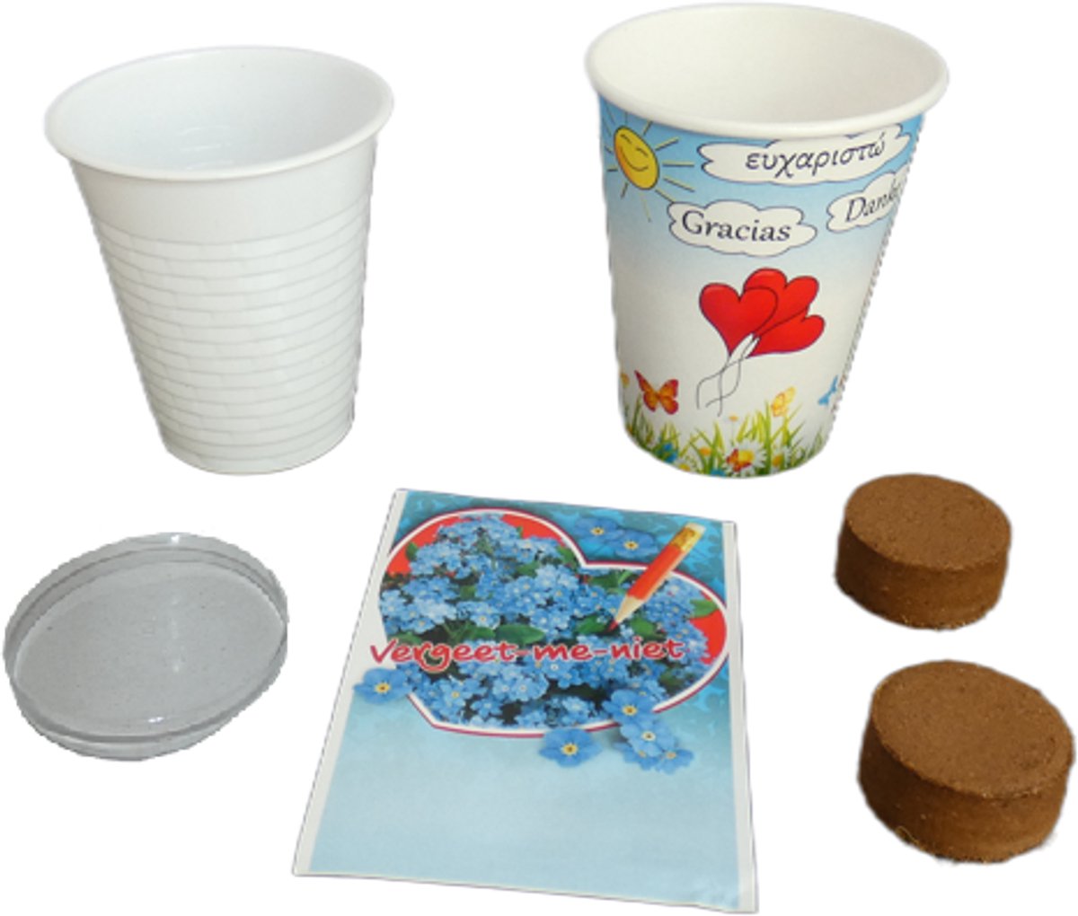 24 stuks Flowercup Bedankt Vergeet me nietjes, bedankje voor : Afscheid collega - Jubileum - Bruiloft - Zorgmedewerkers - Vrijwilligers