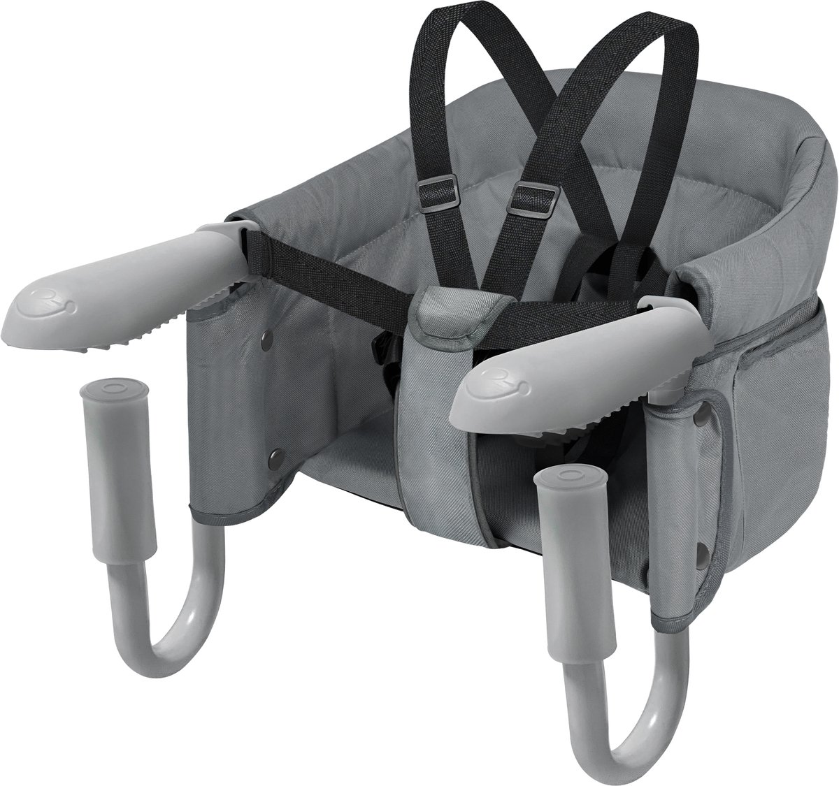Aufun Tafelstoel Opvouwbare Babystoel, Zitverhoger met Antislipklemmen, Ergonomische Rugleuning, Veiligheidsgordel, Kinderreisstoel voor Thuis en Onderweg (Grijs)