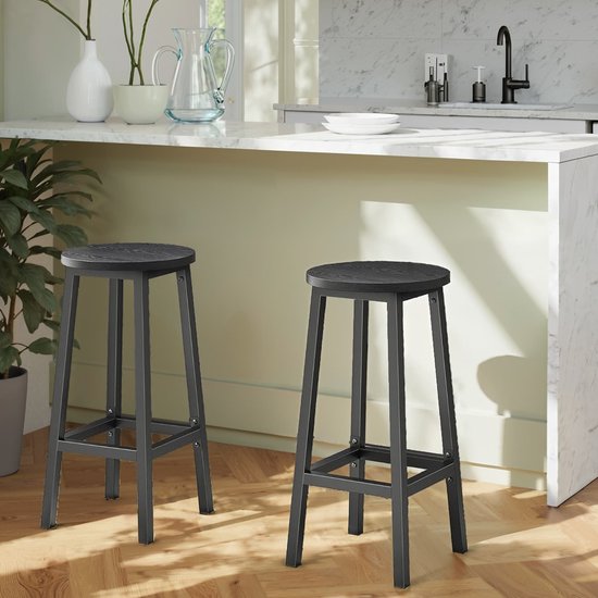 Wahson Fluwelen barkrukkenset van 4 barstoelen met rugleuning, ontbijt