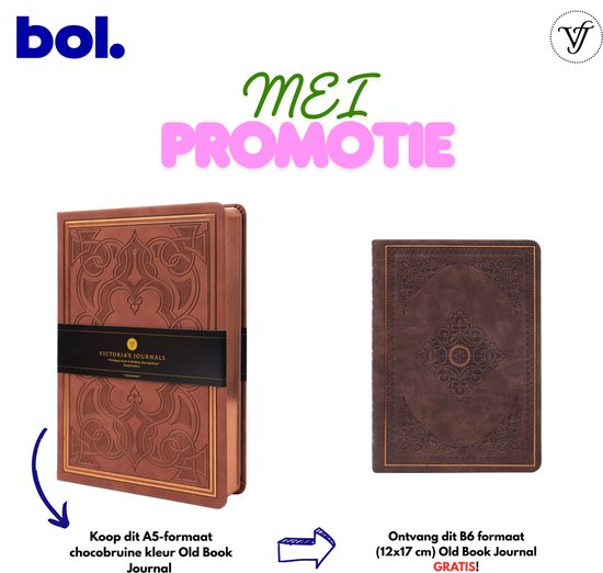 Victoria's Journals - Old Book Journal Mei Promotie! - Notitieboek A5 - Vintage - Premium Vegan Leer Hardcover - 320 Pagina's Premium Papier (Bruin)