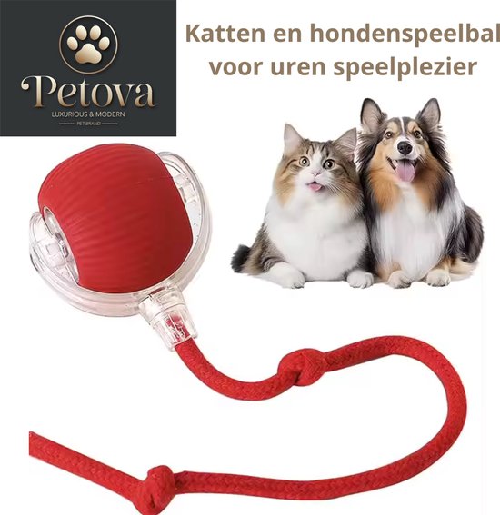Petova® - Hondenspeelgoed - Puppy speelgoed - Hondenspeeltjes - Honden speelgoed intelligentie - Hondenbal - Kattenspeeltjes - kattenspeelgoed - kattenspeelgoed intelligentie - kattenspeelgoed elektrisch - interactief kattenspeelgoed - Rood