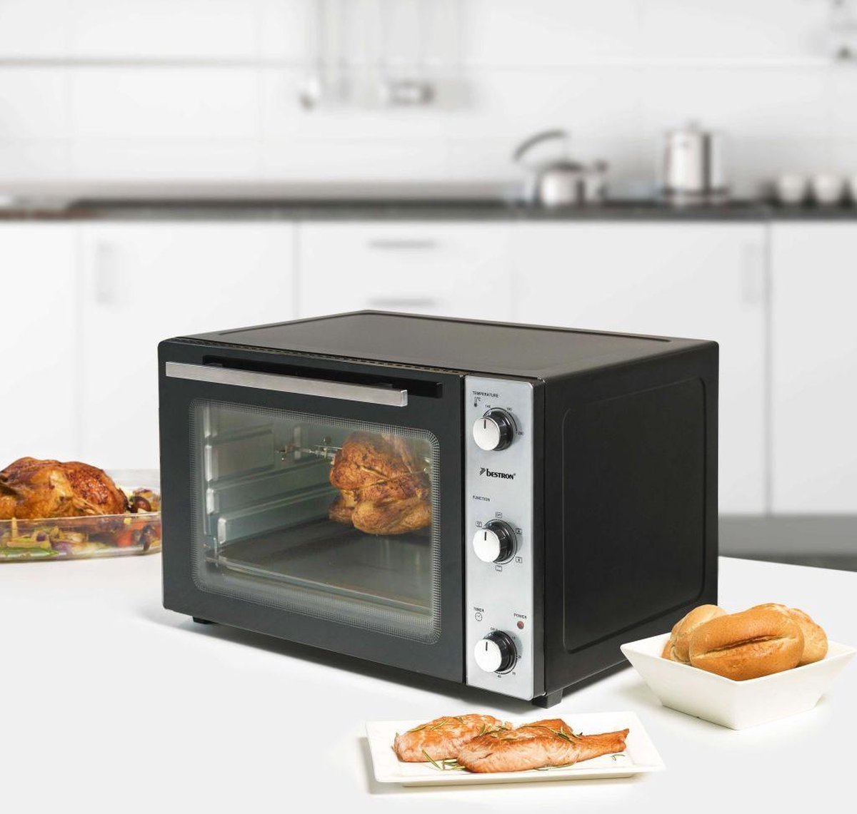 Bestron Vrijstaande oven AOV55 - Bakoven 2000W - 55L - Draaispit - RVS/Zwart - 5 jaar garantie – foto 3