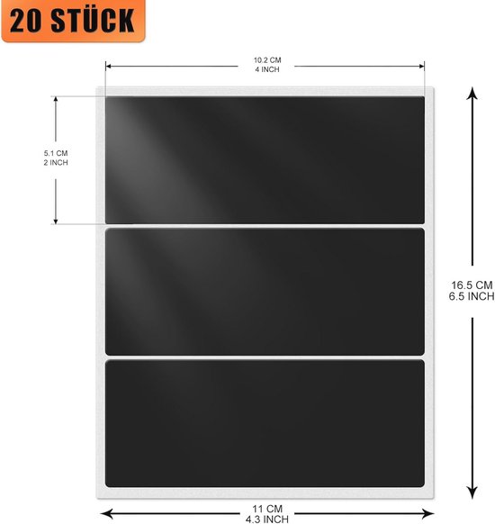 CZAKOMIX 50 Stuks 15 * 10 cm Schoolbordetiketten, Zwarte Etiketten, Waterdicht, Herbruikbaar Zwart Zelfklevend Etiket voor het Decoreren van Potten, Wijn, Thuis en op Kantoor