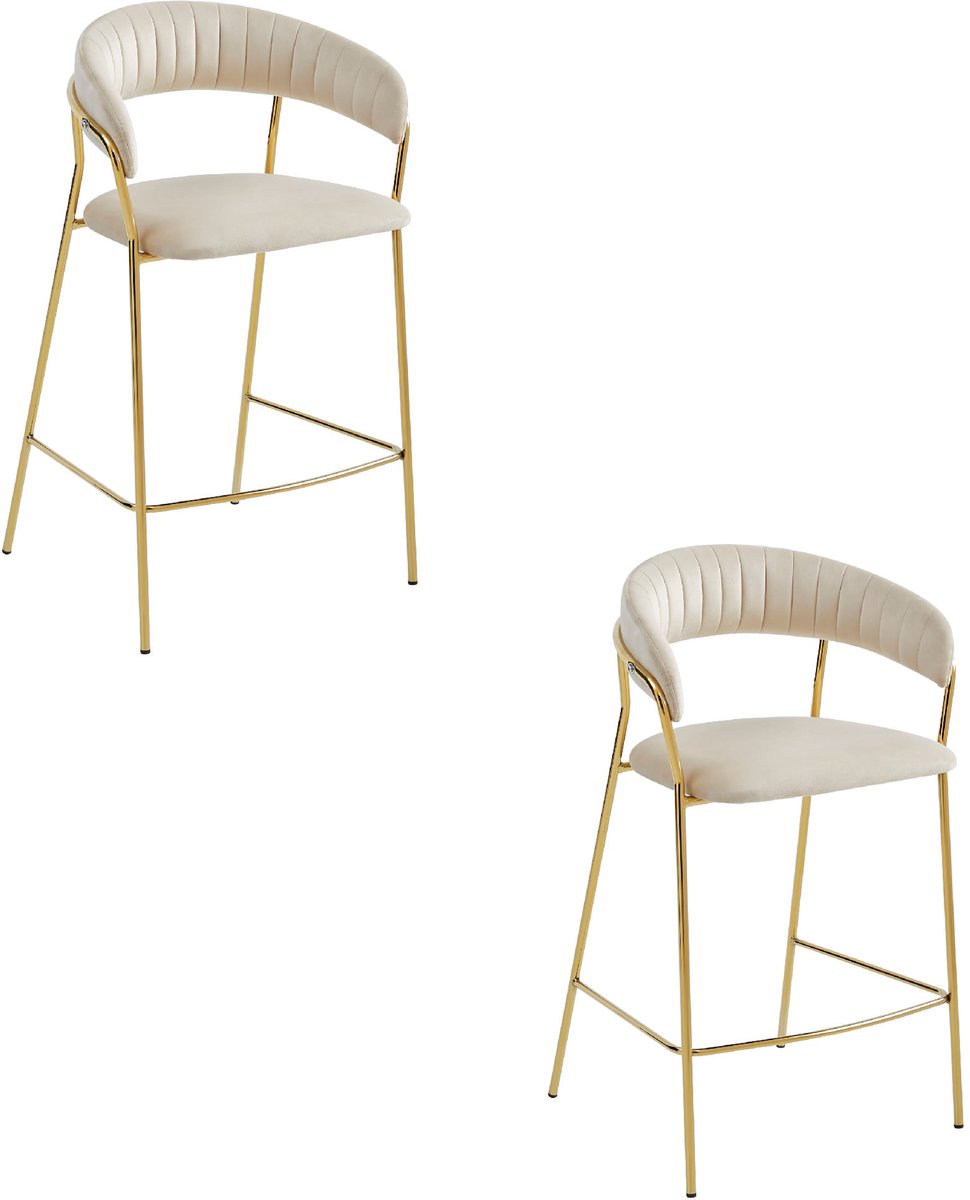 BADIA kruk - beige fluweel / gouden poten x 2