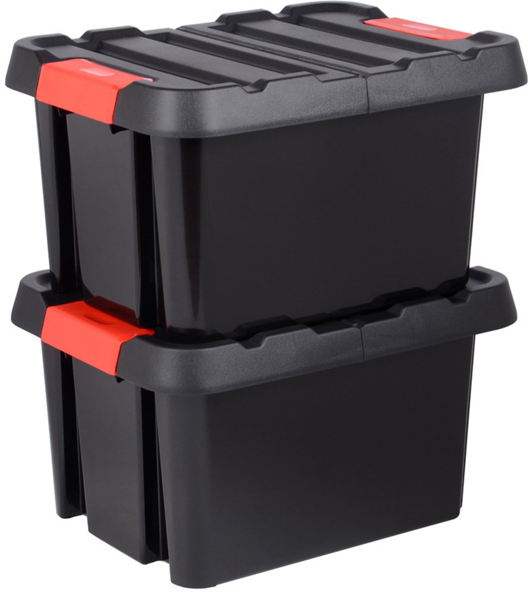 EDA outdoor/tuin opberg box Stockr - 2x - vocht- en vorstbestendig - zwart - 85 liter - 65 x 50 x 39 cm - kunststof