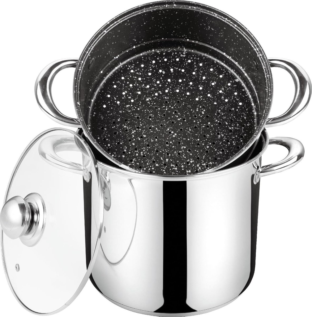 Bol.com Royal Swiss Stoompan – Hoge Kwaliteit Couscouspot van RVS, 8L, Ø 22x19 cm – Duurzaam en Ideaal voor Perfect Gekookte Cou... aanbieding