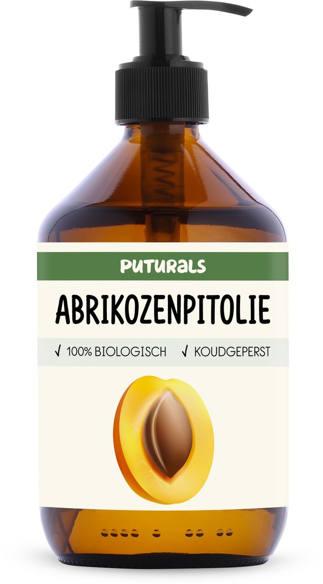 Goedkoopste Puturals Abrikozenpitolie 100 Biologisch - 500ml - Koudgeperst en Puur - Abrikozenpitolie voor Huid, Haar, Gezicht en Lippen
