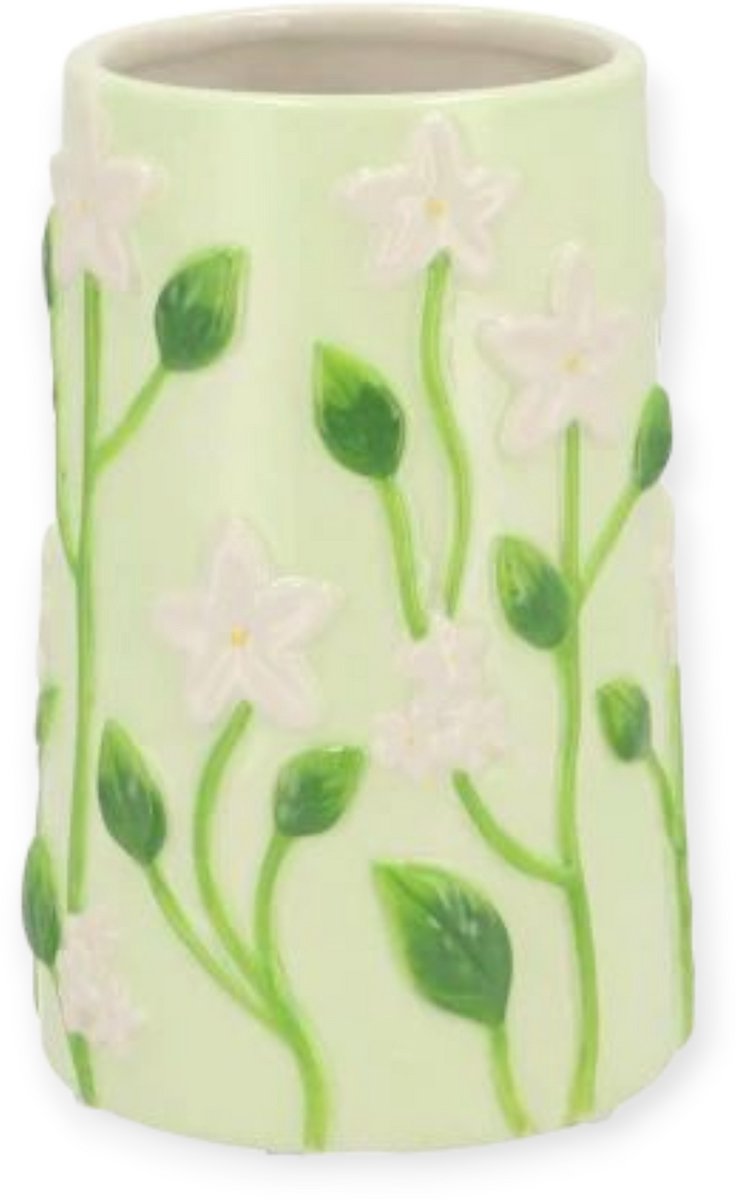 DK design Daan Kromhout - Vaas - Bloemenvaas - Flair - Flowers - Keramiek - Lichtgroen - Cilinder - 12x18cm