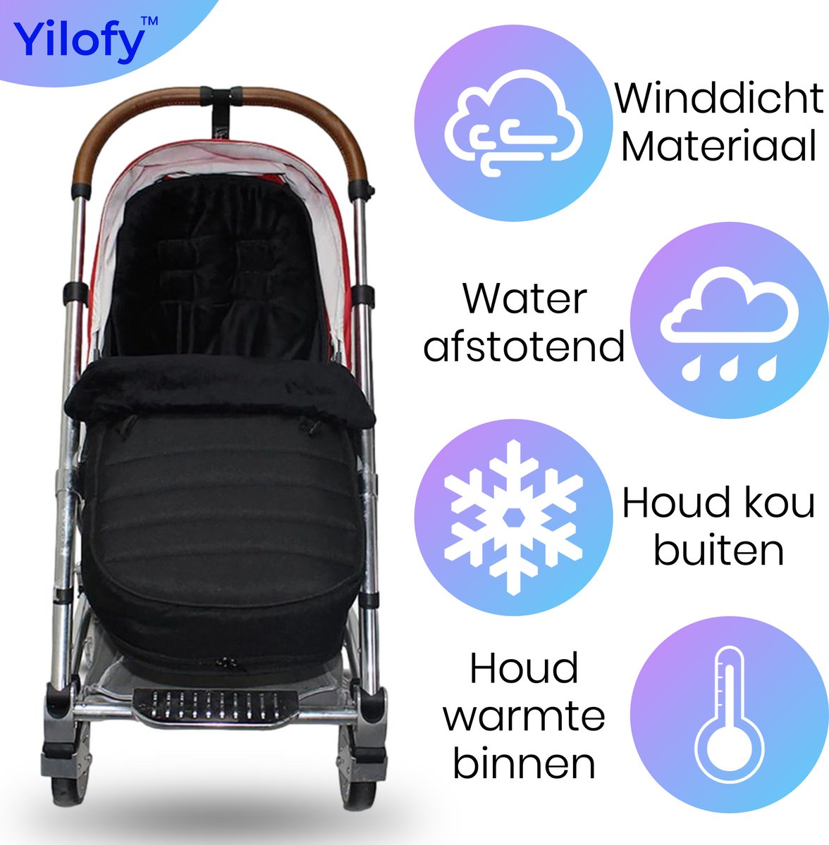 Yilofy Universele Luxe Voetenzak Babywagen & Autostoel Zwart Buggy Kinderwagen Voetzak Footmuff Maxi Cosi Baby – foto 5
