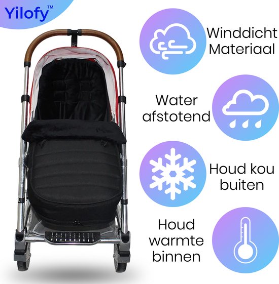 Yilofy Universele Luxe Voetenzak Babywagen & Autostoel Zwart Buggy Kinderwagen Voetzak Footmuff Maxi Cosi Baby van Yilofy — afbeelding 5