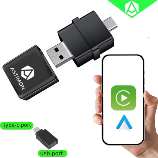 Adaptateur CarPlay Et Android Auto Sans Fil - Mini Boîtier USB Plug & Play, Connexion Automatique, Compatible IPhone/Android