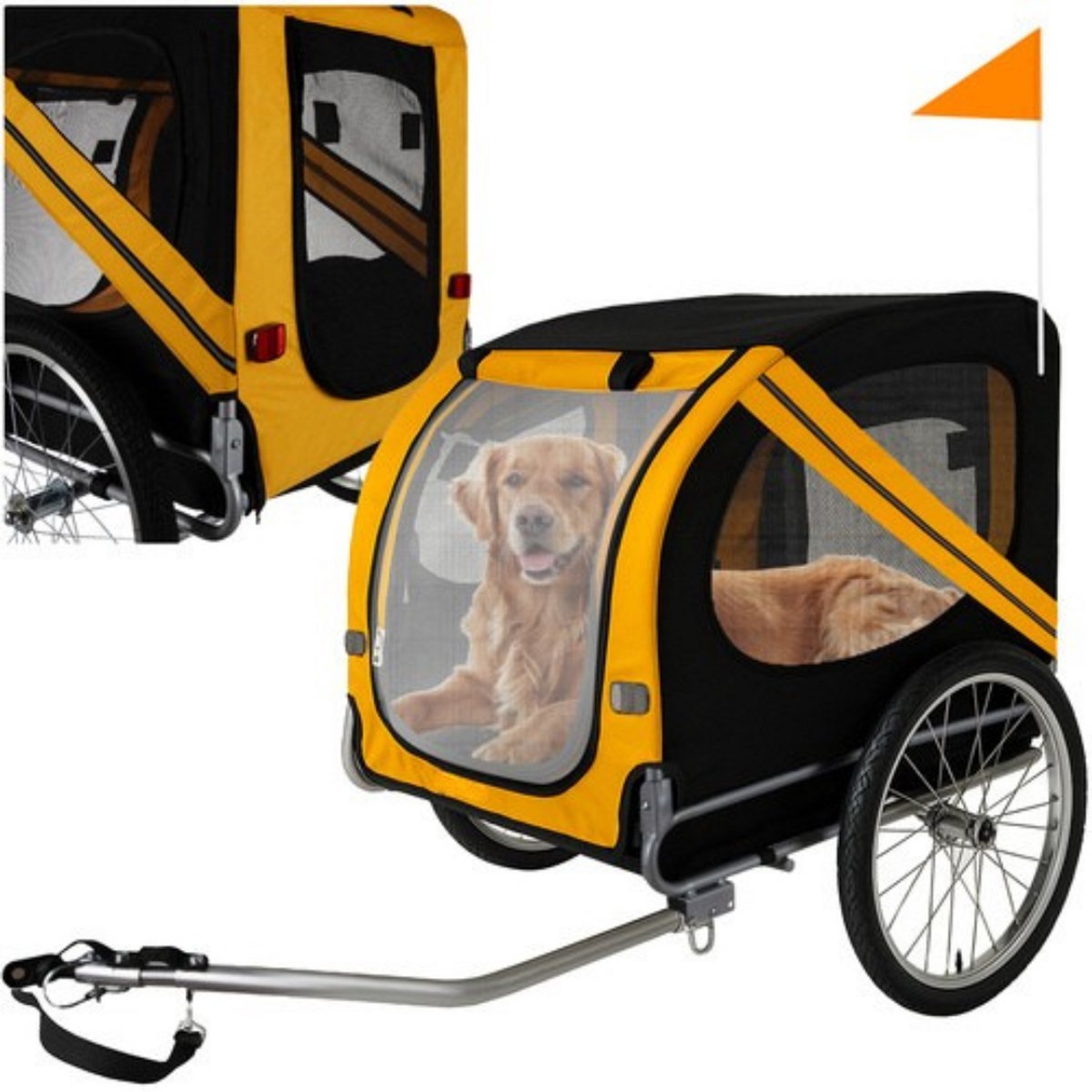 MOZY® - Hondenfietskar - tot 40 kg - Zwart / Geel - 137 x 90 x 73 cm - Fietskar voor Honden - Fietsaanhanger - Hondenaanhanger