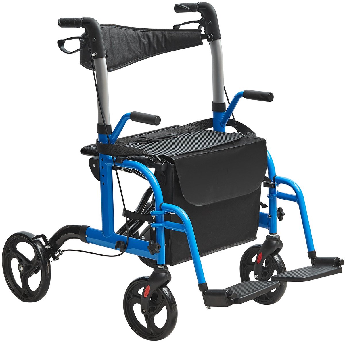 Goedkoopste Homecare Innovation® Rollator en Transportrolstoel in 1 – Met Zitting en Voetsteunen – Blauw