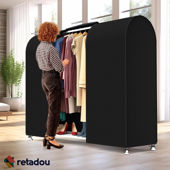 GQC Kledingrek met ritssluiting, transparante kledingzakken, grote kledingbeschermhoes voor kleding, stofbescherming, opbergtas voor pak, waterafstotend, 150 x 50 x 150 cm