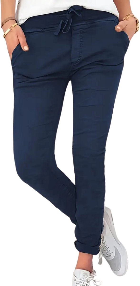 Bovista Pantalon Dames Chino Golfbroek Nette Broek Met Elastische Tailleband Volwassenen Blauw
