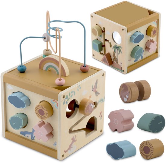Houten sensoryische speelkubus NK-861 Nukido
