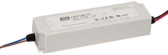 Mean Well - LPV-100-12 - Transformateur LED- Tension constante - 102 W 0 - 8,5 A 12 V/ DC - Non dimmable