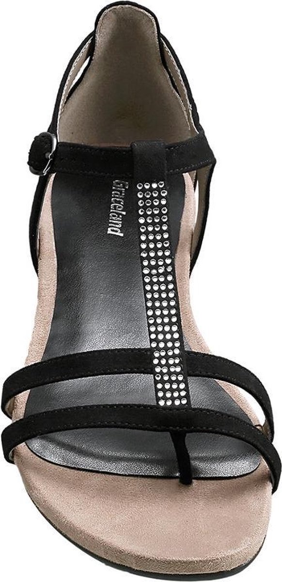 Graceland Dames Zwarte sandaal strass - Maat 37 | bol.com