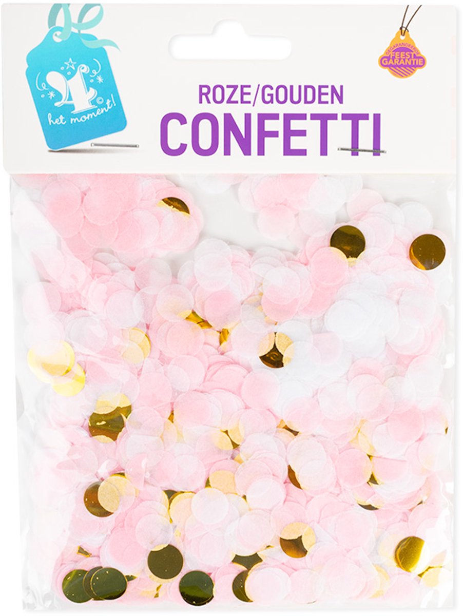 Verpakking confetti | roze gouden rondjes | papier | ca. 100 stuks
