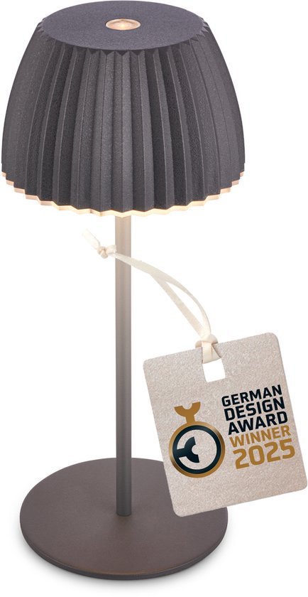 BRILONER Riffle - Mini lampe de table rechargeable - lampe sans fil - intensité variable tactile - pour l'intérieur et l'extérieur - Lauréat du German Design Award 2025 - anthracite - Ø8,5 x 20 cm