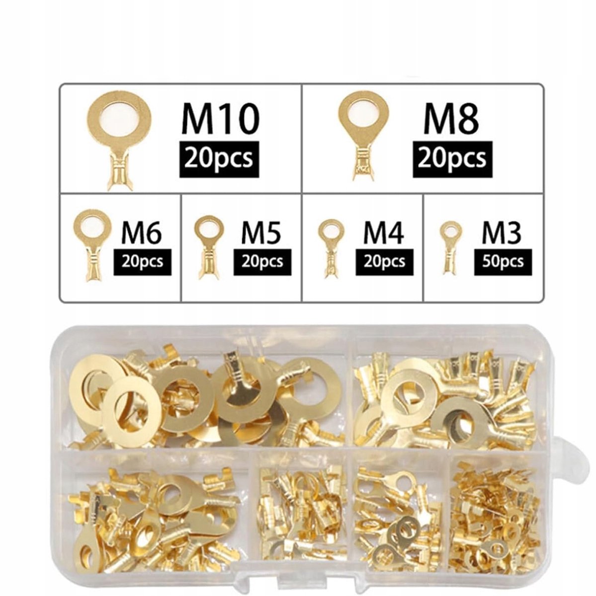Set oogverbinders (M3-M10) 150 stuks in een koffer