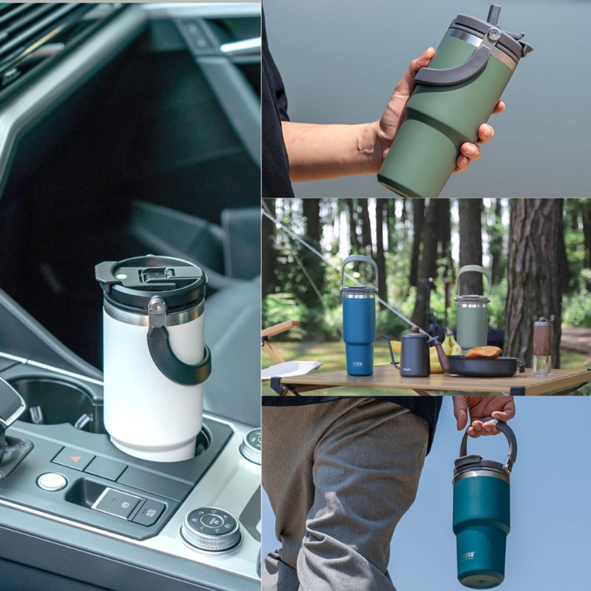 TYESO Thermosfles 600 ml - RVS Drinkfles - Dubbelwandig Geïsoleerd - Houdt Warm & Koud - Lekvrij & Antislip - Thermosbeker voor Onderweg, Sport & Kantoor - Zwart — cadeau in Koken & Dineren - foto 2
