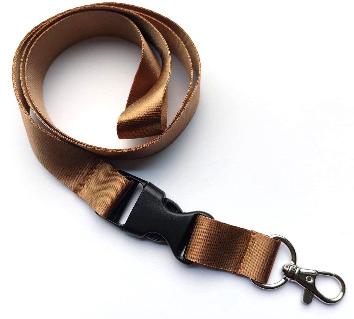 Ecorare - Keycord - Bruin - Handige kliksluiting - Zacht nylon sleutelkoord - 50 cm