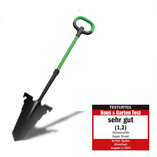 Hammersmith RayzerShovel All-in-One Spade - Tuiniersschop voor harde, steenachtige grond - Schop met wortelzaag en soft-touch handvat - Extra brede profielrand - 115cm lengte - Tuinschop