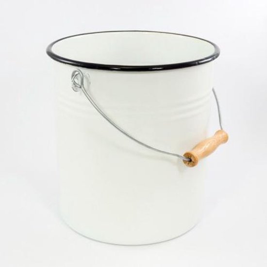 Emaille emmer met deksel - wit - 12 liter | Bestel nu!