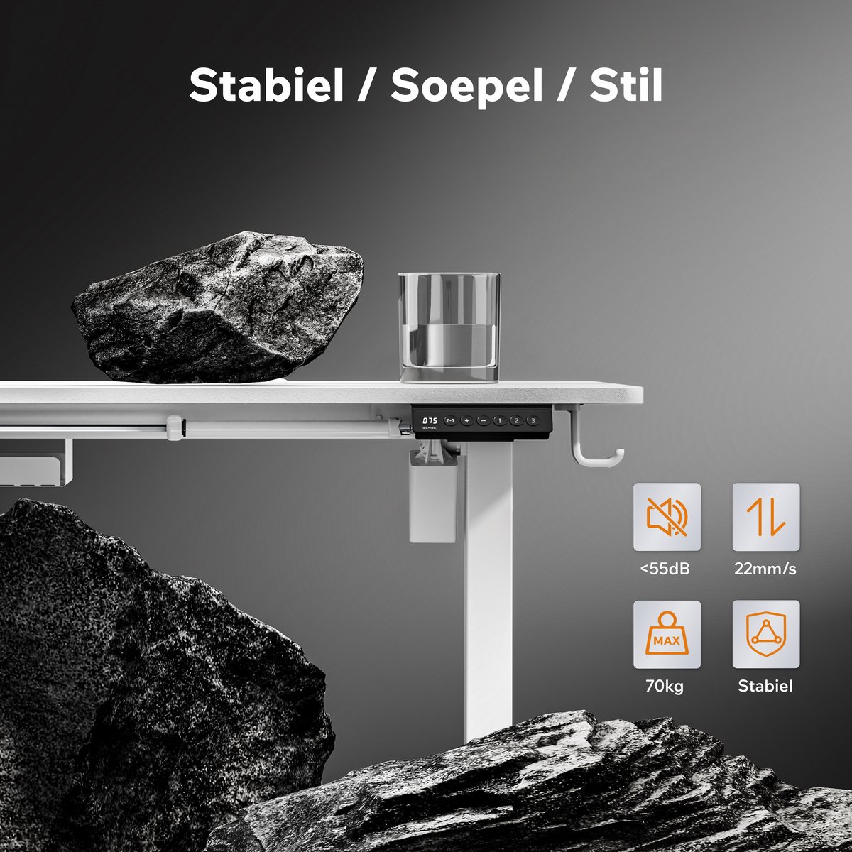 SENSE7 NOJO - Zit Sta Bureau - Elektrisch Verstelbaar - Computerbureau - Gamingbureau