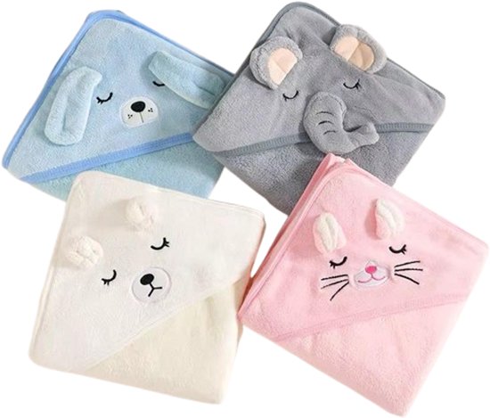 Baby & kids Casey - Witte Badcape Beer - Wikkeldeken - Kraam cadeau - Babyshower cadeau - Omslagdoek baby - Super zacht - Fleece deken. van Cuddlezz. — afbeelding 3