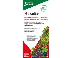 Salus Floradix IJzer-elixir – Bij vermoeidheid – Voedingssupplement met ijzer en vitamine B12 – 500 ml